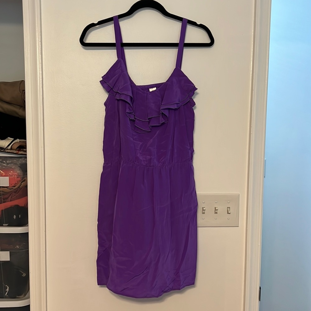 Amanda Uprichard Silk Ruffle Bright Purple Mini Dress